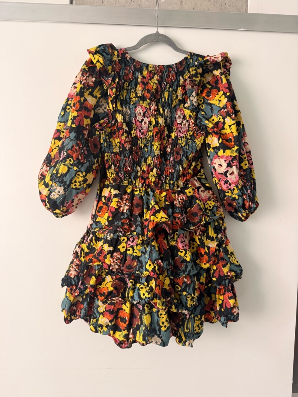 Cleobella Black Floral Mini Dress with Yellow, Pink & Green - Picture 4 of 4